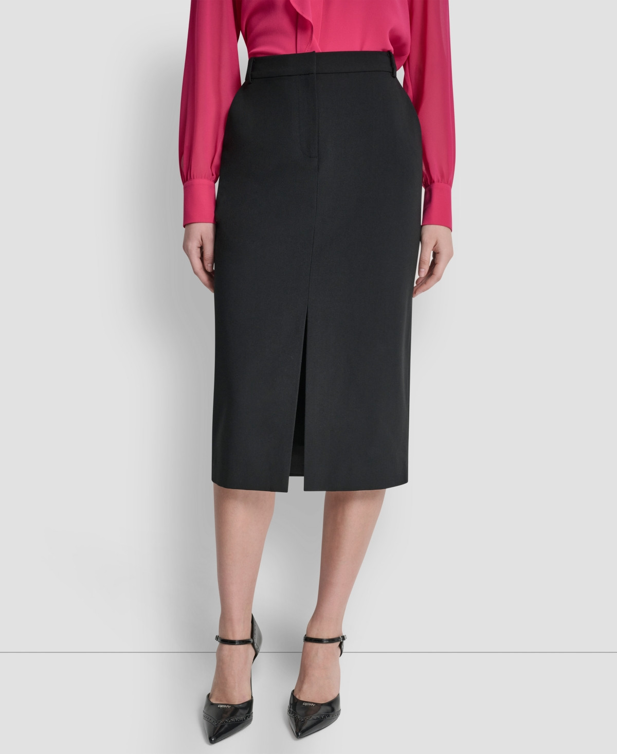 Dkny Women's Belted Midi Pencil Skirt - Black | Macy's