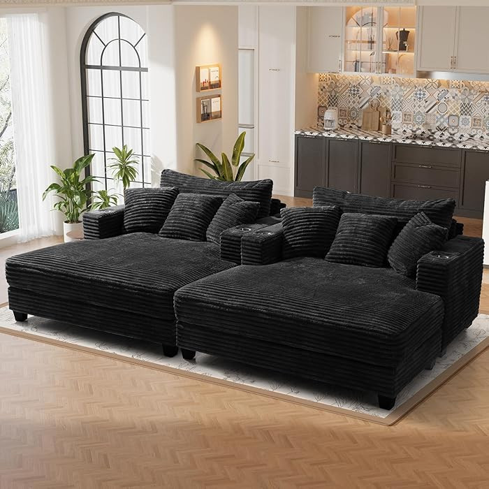 60" Chaise Lounge Indoor, Upgraded Oversized Plush Faux Fur Sleeper Sofa Bed w/Pillows & Wide Arm... | Amazon (US)