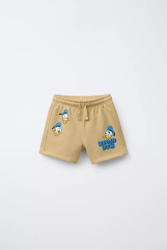 Shorts with elastic waistband and adjustable front drawstring. Back patch pocket. DONALD DUCK pri... | Zara US