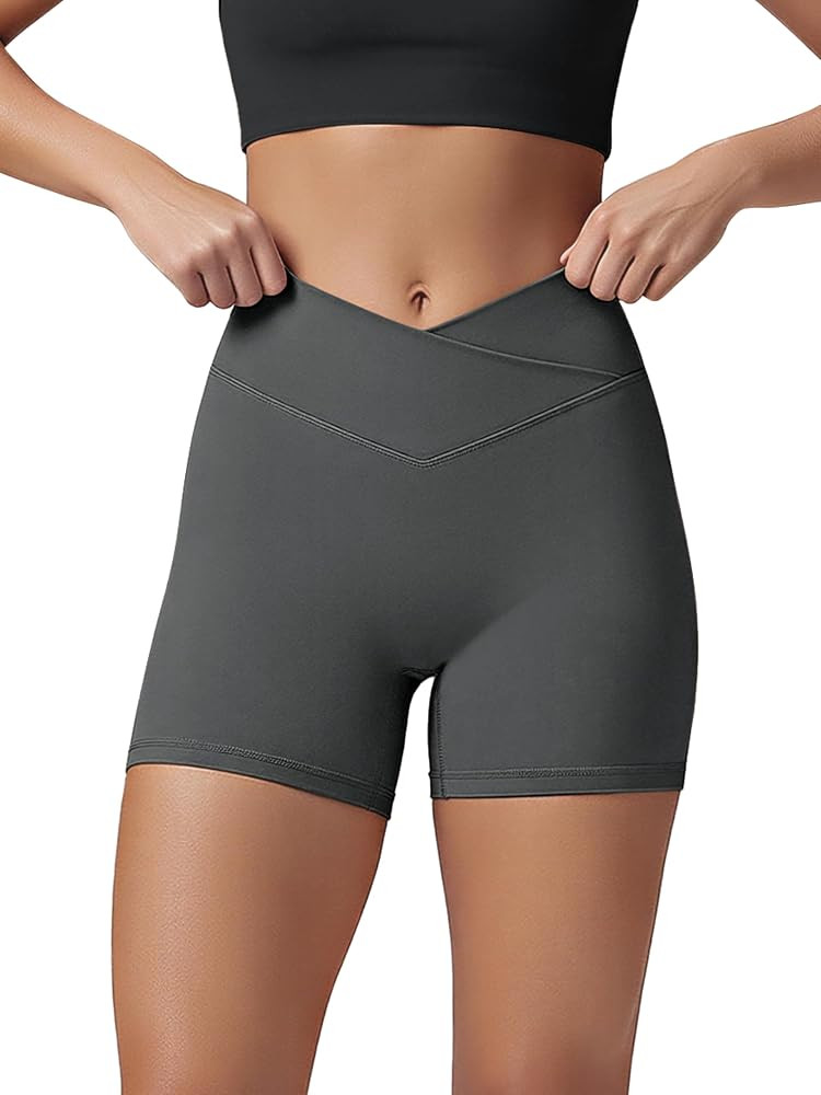 ODODOS Women's Hidden Scrunch Butt Lifting Crossover Shorts - 5" No Front Seam High Waist Booty S... | Amazon (US)