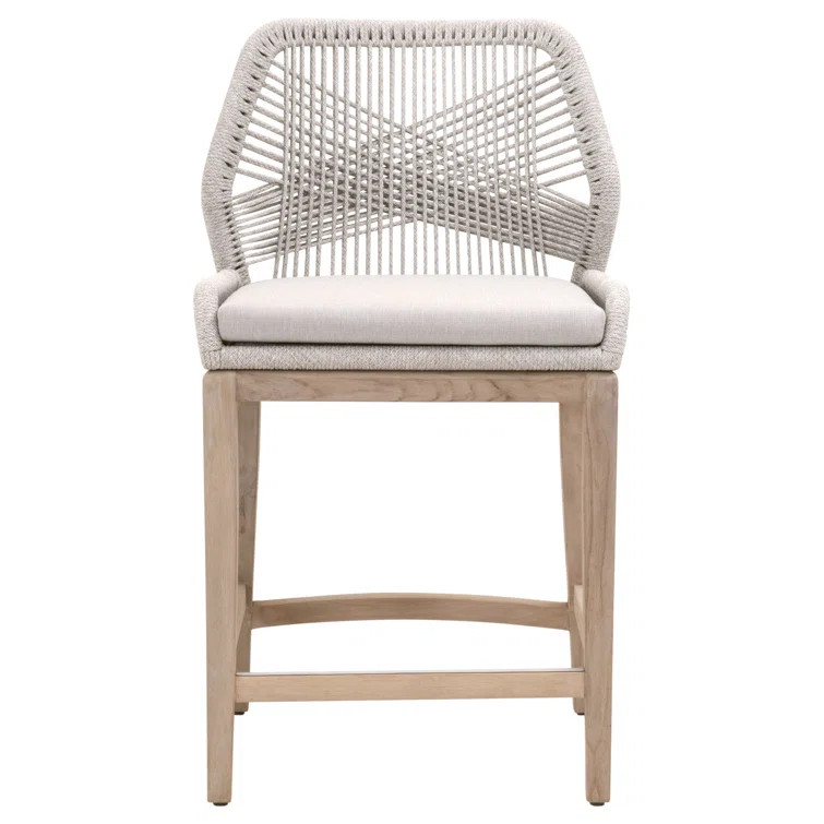 Poe Teak Patio Bar Stool with Cushion | Wayfair North America