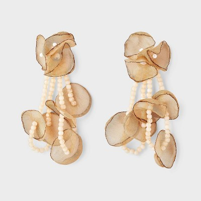 Floral Statement Beaded Earrings - A New Day™ Ivory | Target