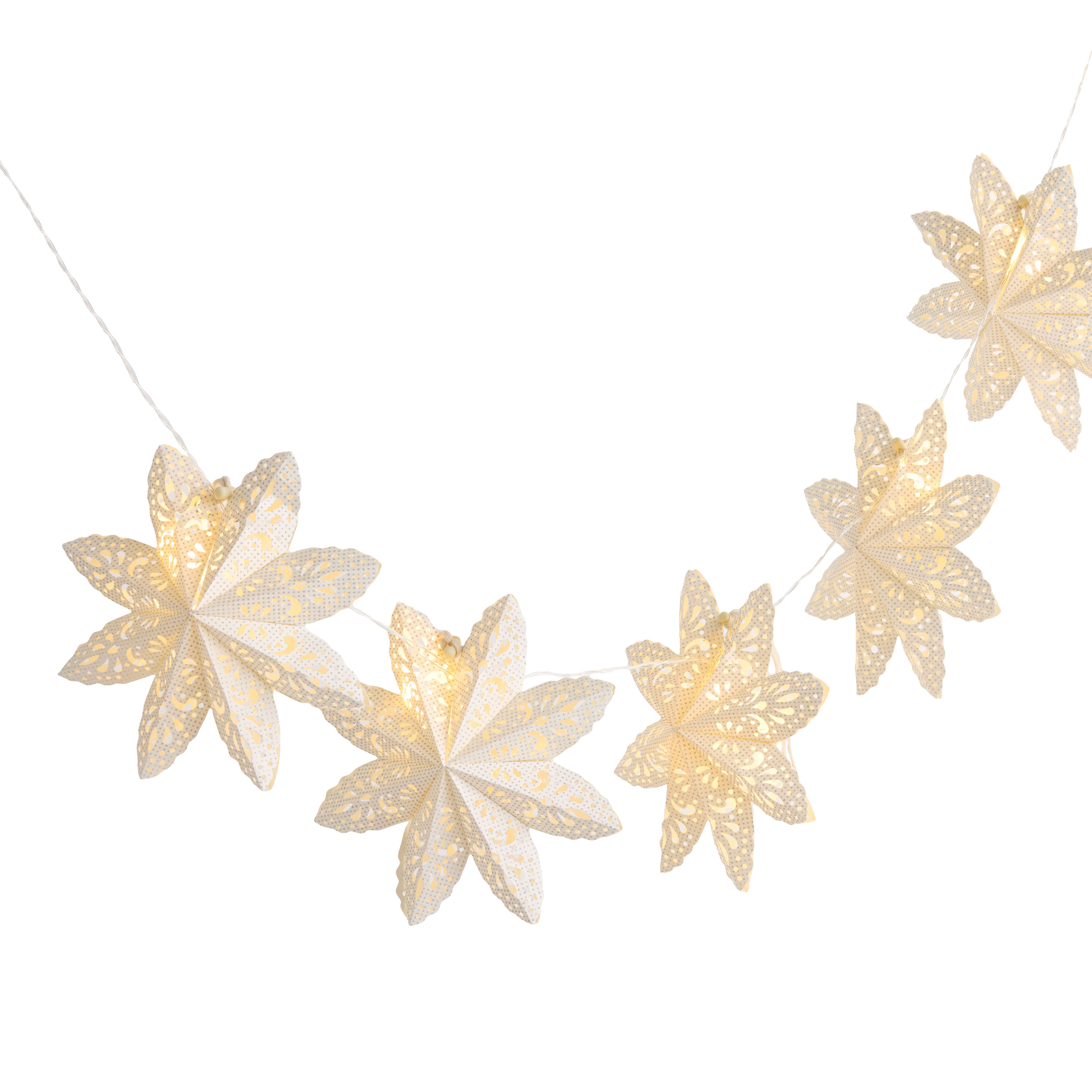 White Snowflake LED Battery Operated String Lights | World Market