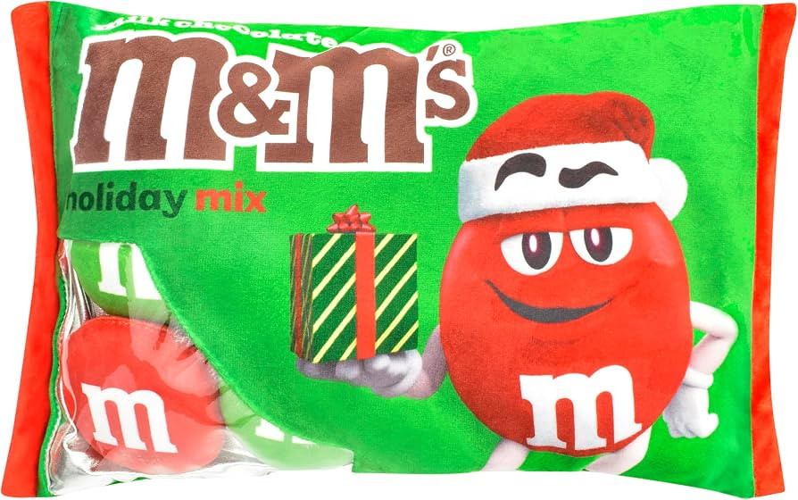 iscream M&M's Christmas Package-Shaped Printed Fleece 5-Piece Pillow Set | Amazon (US)