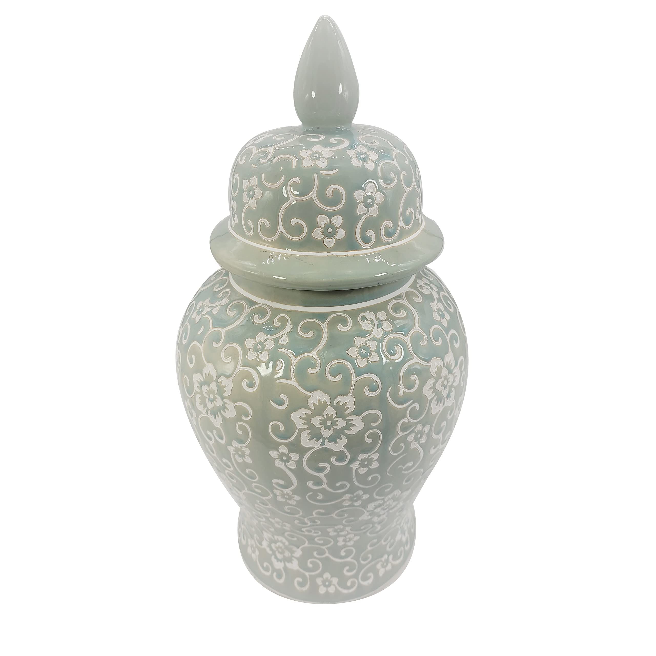 Galt International Floral Mosaic Ceramic Ginger Jar 18" w/Lid - Temple Jar Home & Kitchen Decor f... | Amazon (US)