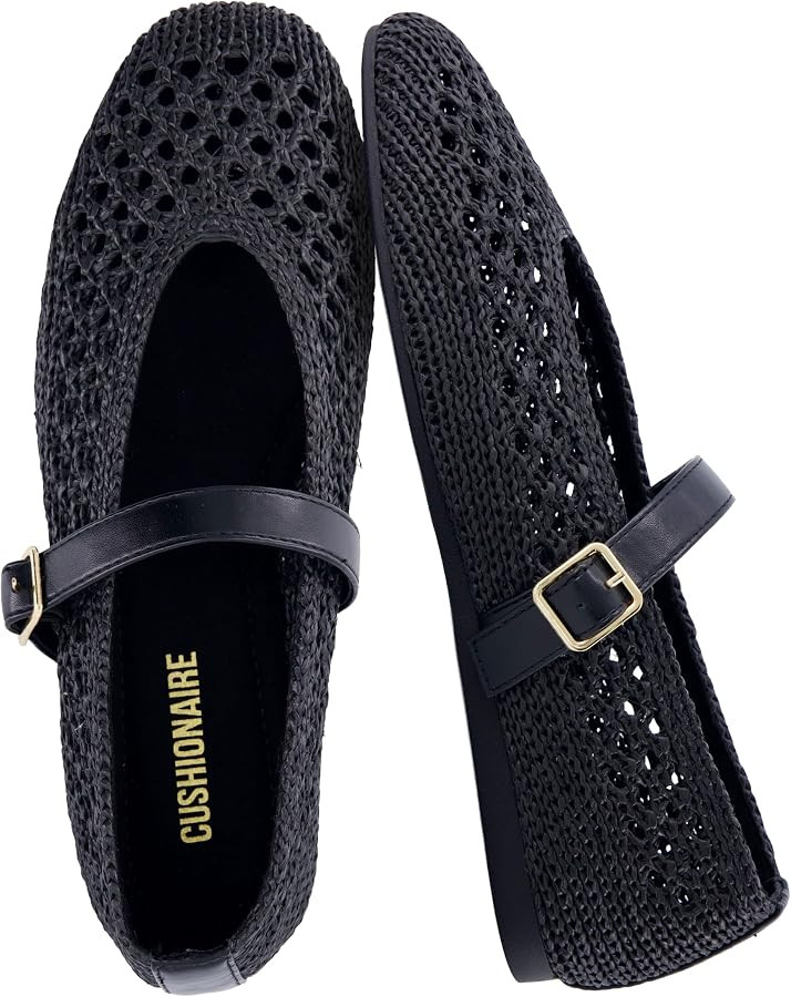 CUSHIONAIRE Graff Mary Jane Shoes for Women, Woven Ballet Flats with Adjustable Buckle Strap, Lig... | Amazon (US)