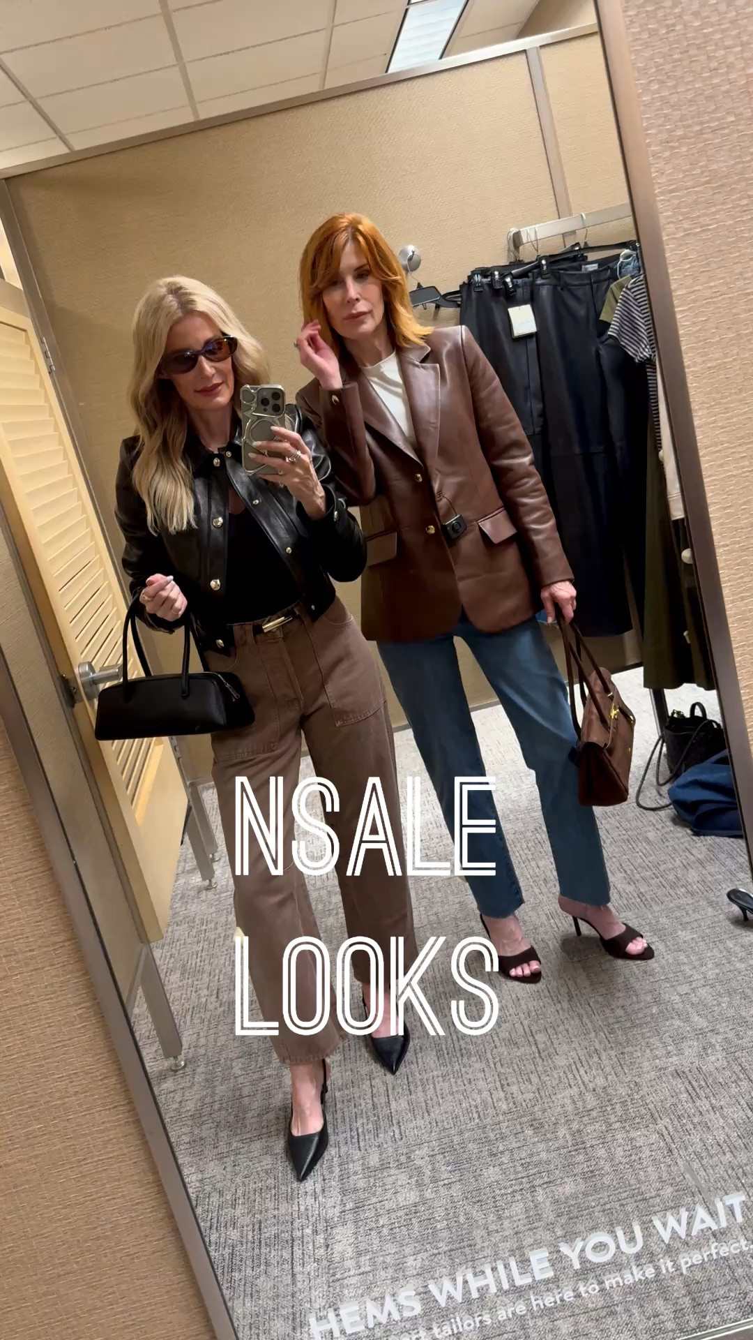 Entire look is part of the Nordstrom Anniversary Sale! 🤎 My favorite leather jacket from the sale is this gorgeous Frame style with luxe gold buttons. It runs true to size—I’m wearing a size 0. Cathy is wearing our favorite leather blazer from the sale by Rag & Bone in the prettiest chocolate brown, also in a size 0. We’re both wearing size 24 jeans—mine are the Madewell Soft Barrel, and Cathy’s are the Frame high-rise slim straight.

#LTKootd #LTKOver40 #LTKSaleAlert
