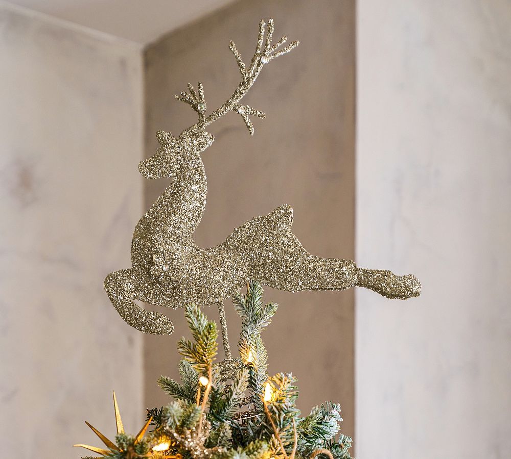 Glitter Stag Tree Topper | Pottery Barn (US)
