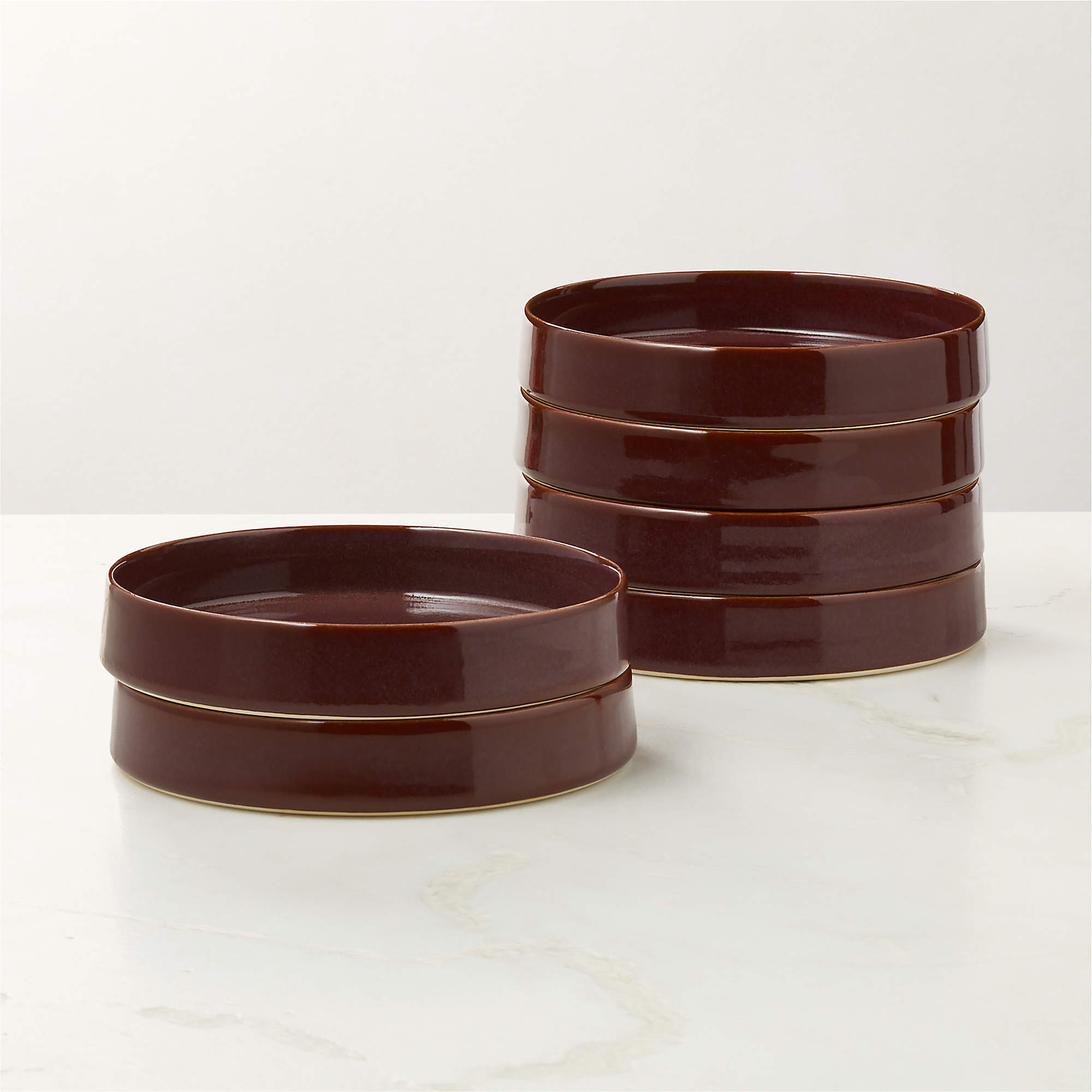 Prado Oxblood Pasta Bowls With Reactive Glaze Set of 6 + Reviews | CB2 | CB2