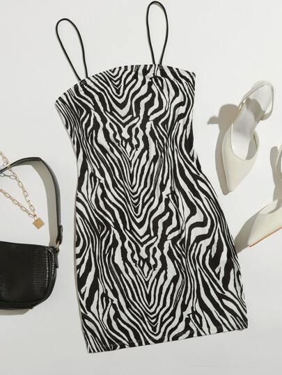 SHEIN Zebra Striped Slip Dress | SHEIN