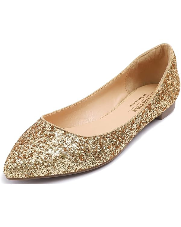 FEVERSOLE Women's Macaroon Colorful Memory Foam Cushion Insock Patent Ballet Flat | Amazon (US)