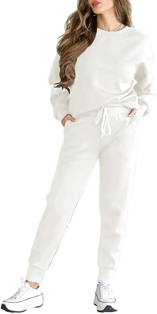 HBQ Sweatsuits For Women Sets 2 Piece Outfits Crewneck Sweatshirts Pullover Tops And Jogger Pants... | Amazon (US)