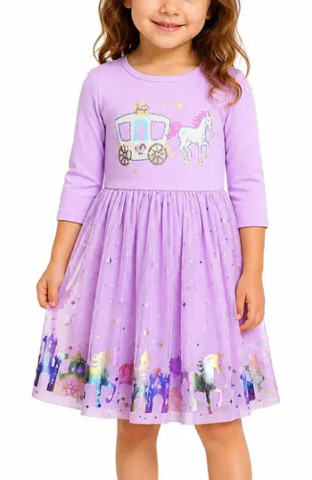 Zunie Kids' Princess Long Sleeve Tutu Dress in Lilac at Nordstrom Rack, Size 2T | Nordstrom Rack