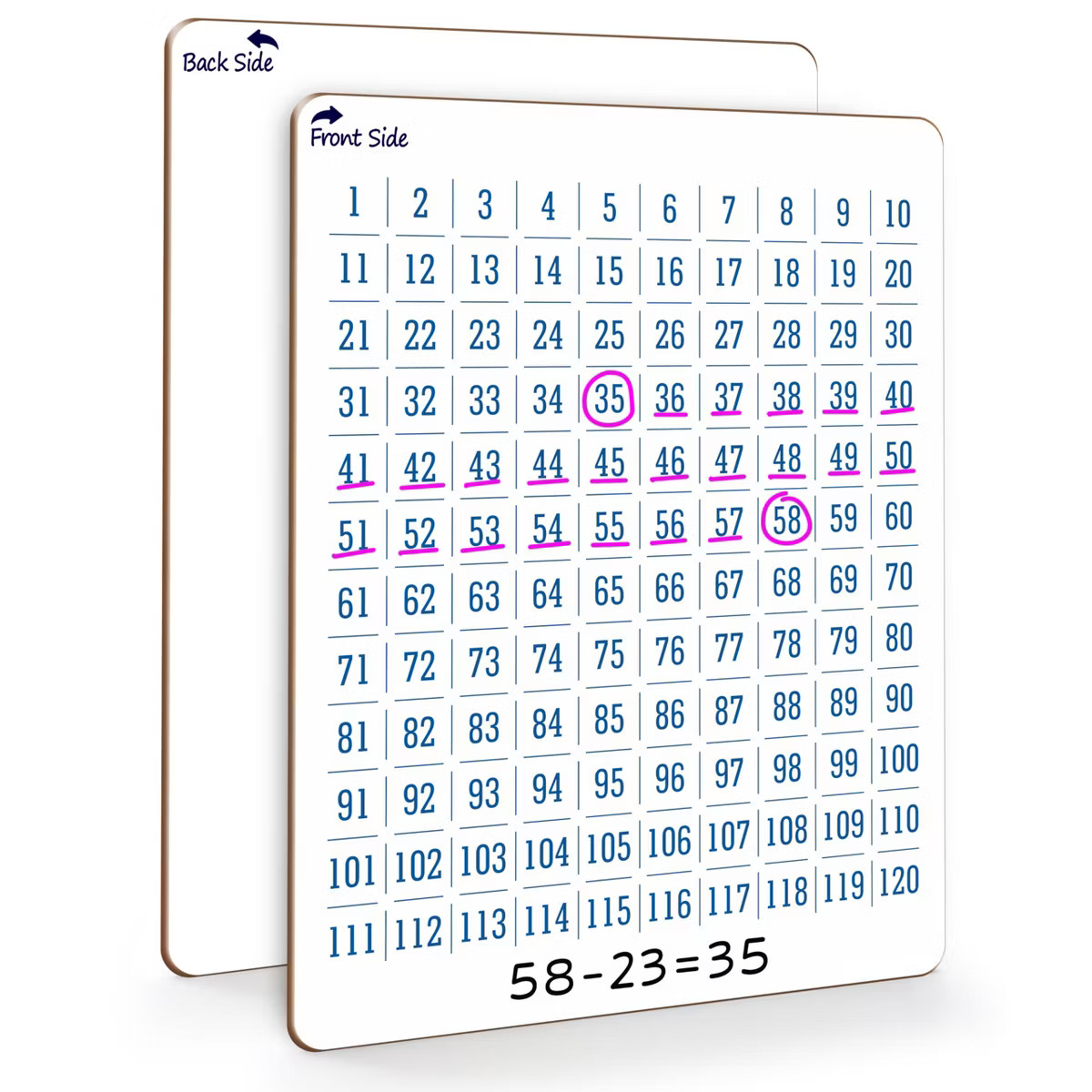 SCRIBBLEDO Dry Erase 120 Number Chart Whiteboard 9"x12" Double-Sided Math Board for Students, Tea... | Target