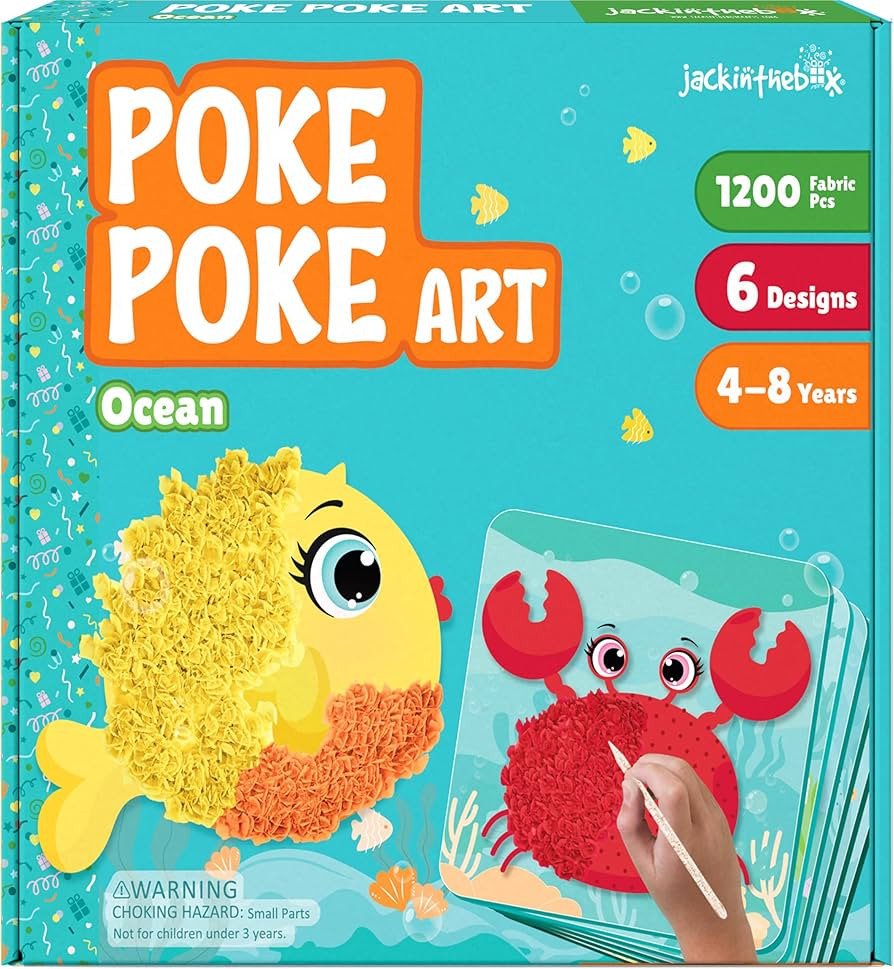 jackinthebox Poke Poke Art – Ocean Theme, Mess-Free Fabric Art and Craft, Flower Pressing Kits,... | Amazon (US)