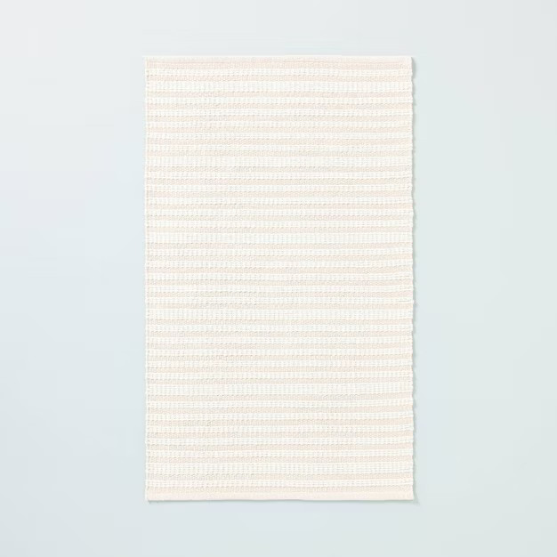 Textured Stripe Indoor/Outdoor Woven Area Rug Beige/Cream - Hearth & Hand™ with Magnolia | Target