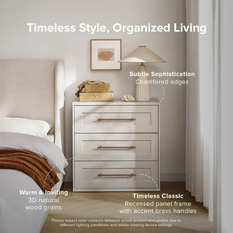 Mopio Blake 3 Drawer Dresser for Bedroom, Small Dresser & Chest of Drawers, Wood Dresser Organize... | Walmart (US)