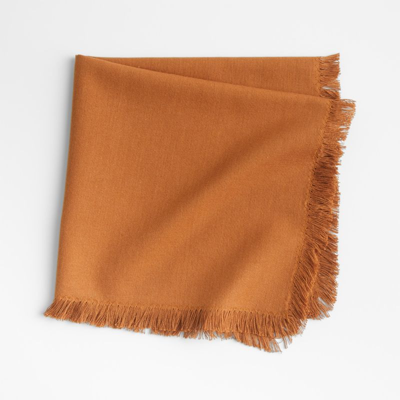 Craft Almond Brown Cotton Fringe Napkin | Crate & Barrel | Crate & Barrel