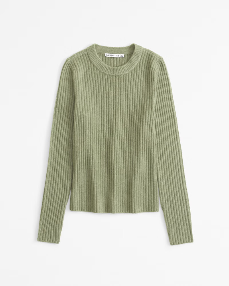 Abercrombie & Fitch Women's Slim Crew Sweater in Olive Green - Size L | Abercrombie & Fitch (US)