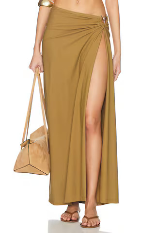 Christopher Esber Ruched Orbit Split Skirt in Kombu | FWRD | FWRD 