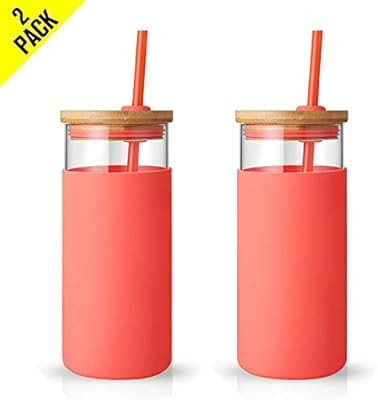Tronco 20oz Glass Tumbler Glass Water Bottle Straw Silicone Protective Sleeve Bamboo Lid - BPA Fr... | Amazon (US)