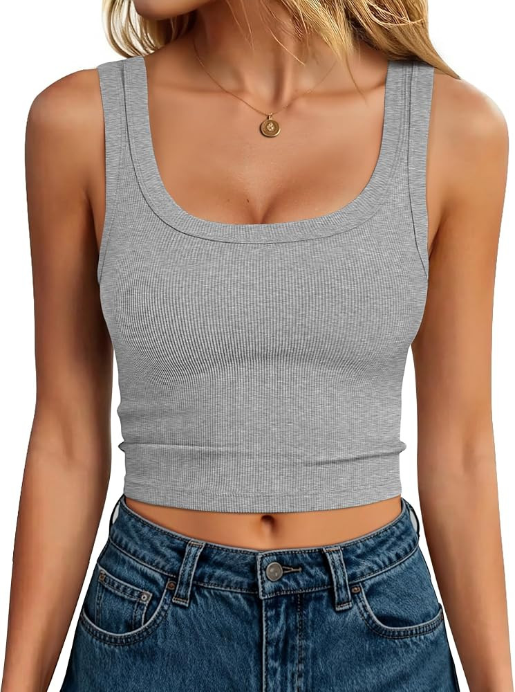 ANRABESS Womens Crop Tank Tops, Soft Breathable Ribbed Slim Fit, Comfy for Basic,Casual,Going Out... | Amazon (US)