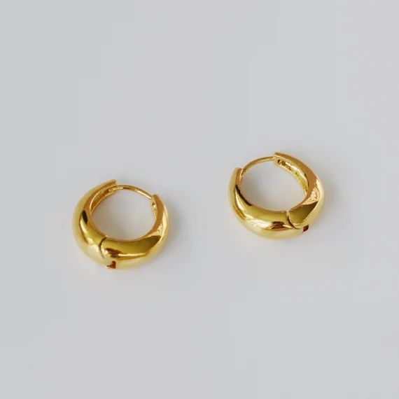18K Gold Plated Mini Minimalist Hoop Earrings Women Jewelry | Etsy (US)