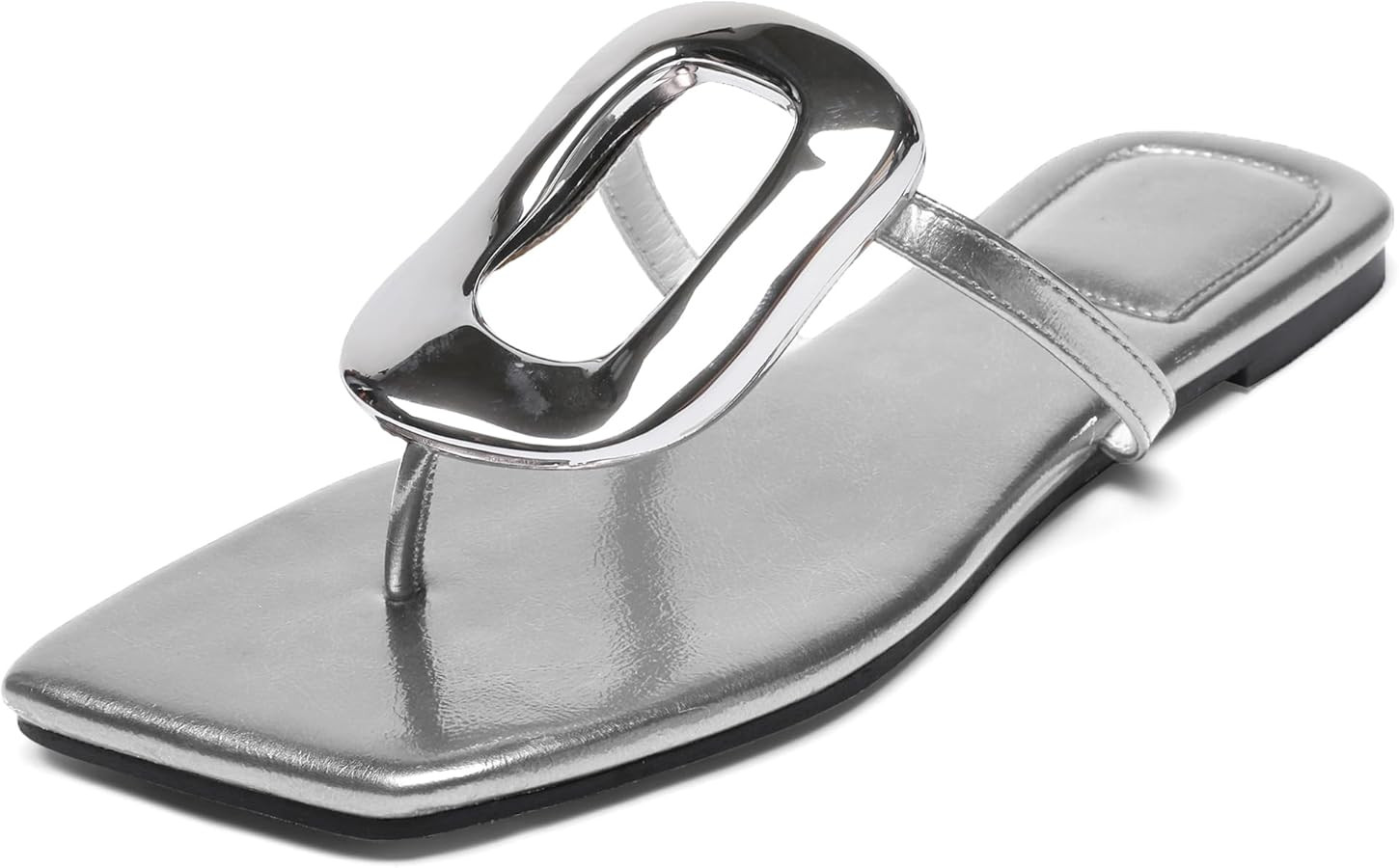 Flip-Flops Sandals for Women Comfortable Open Square Toe Slip on Beach Thong Sandals Casual Fashi... | Amazon (US)