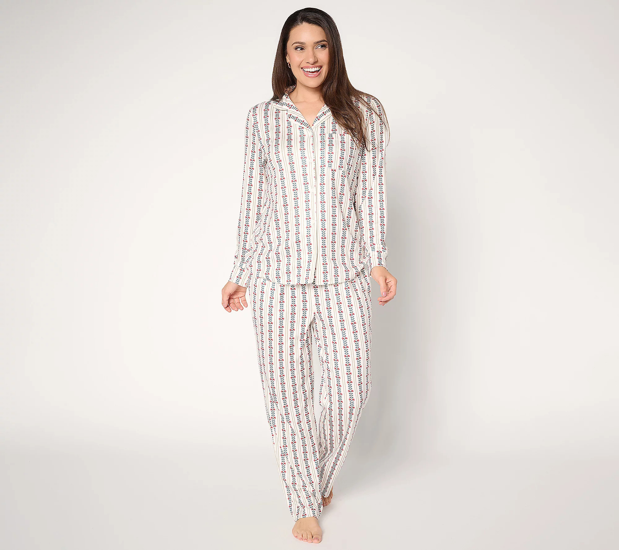Berkshire Homewear 2pc Printed Pointelle Notch Collar Pajama | QVC