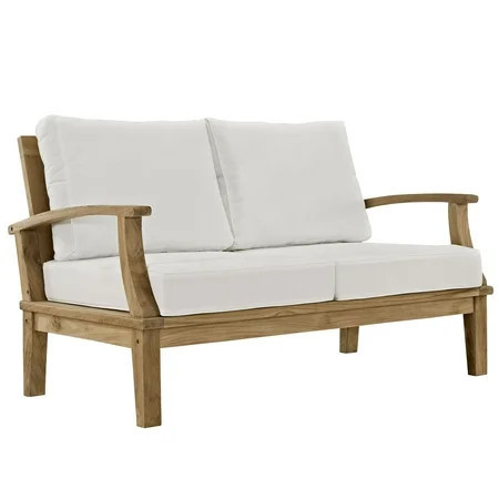Modern Contemporary Outdoor Patio Teak Loveseat, White Wood | Walmart (US)