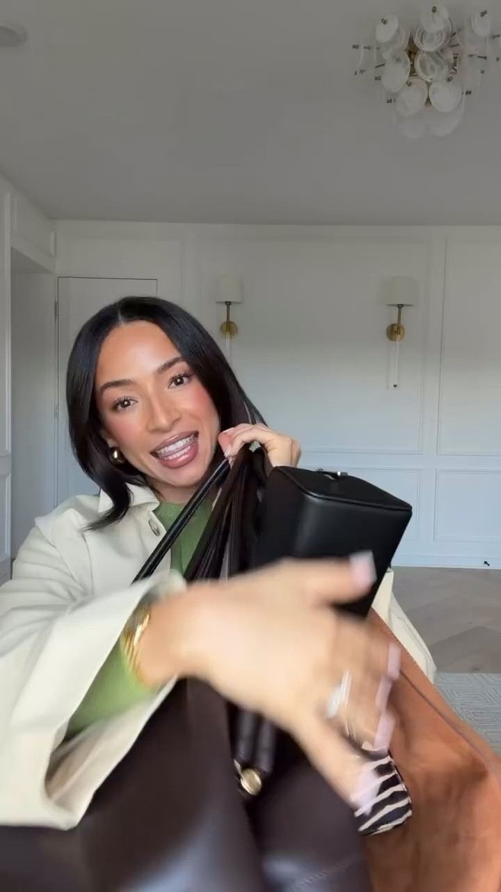 the fall bag every woman needs 🖤 this work tote is large enough to fit a laptop and is under $500!! Wearing size M cardigan and size S cropped trench coat

#LTKSeasonal #LTKWorkwear
