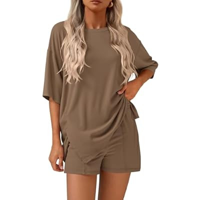 KIRUNDO 2 Piece Sets for Women Summer Lounge Sets Casual Oversized Tshirts Sh… | Amazon (US)