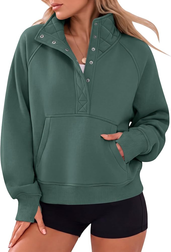 Gacaky Womens Sweatshirts Oversized Mock Neck Henley Pullover Fall Outfits | Amazon (US)