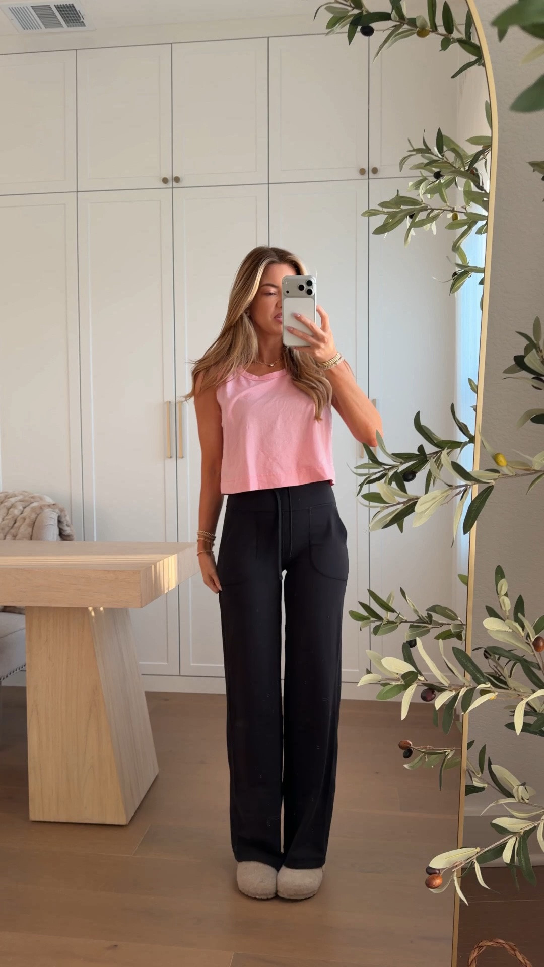 tank: small // pants: xs 30.5 length 
These Amazon pants are a total Lululemon look alike for a fraction of the price!