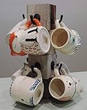 Farmhouse Coffee Mug Tree, Wooden Cup Holder, Kitchen Display Stand, Counter Top Storage Hanger for  | Amazon (US)