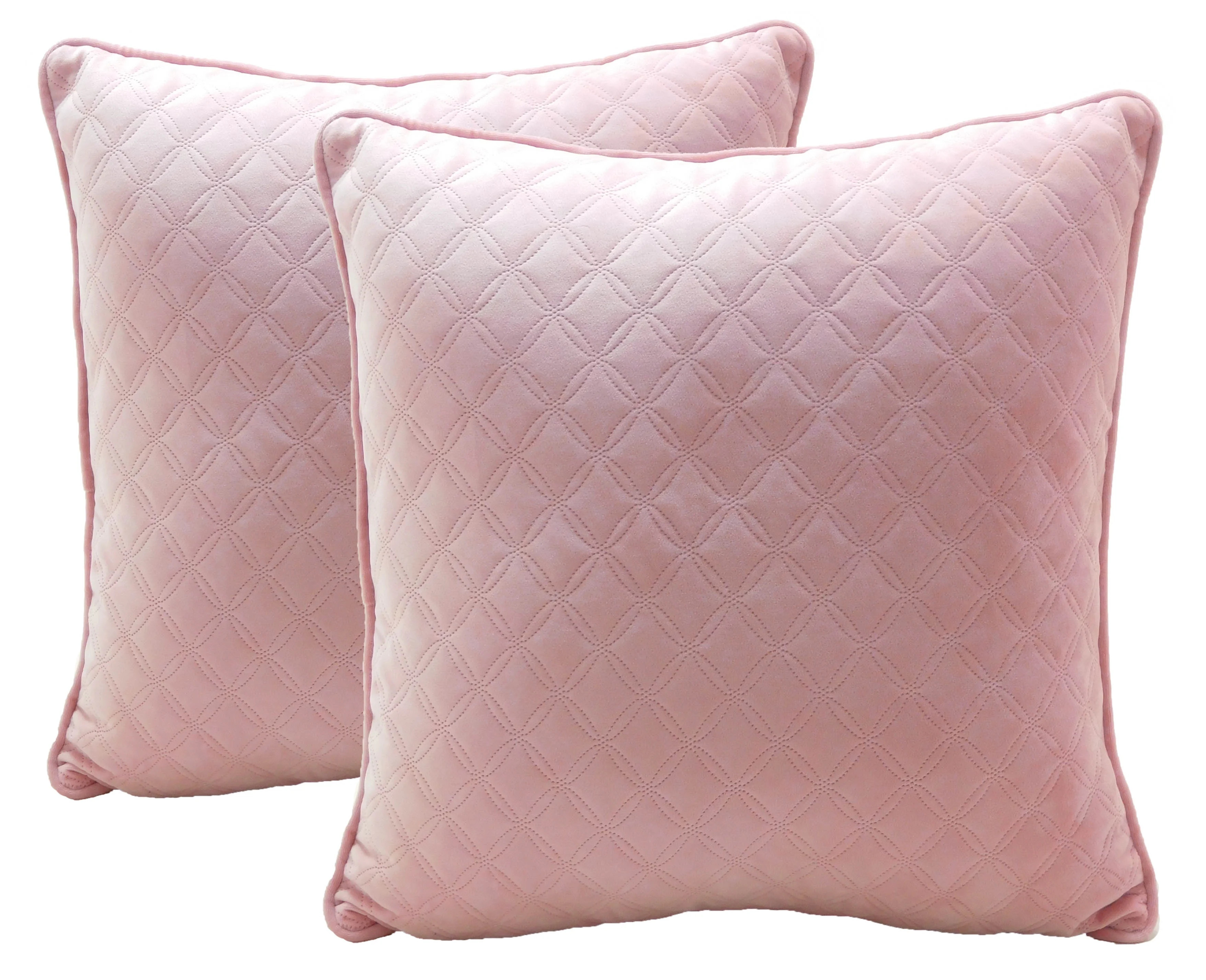 Better Homes & Gardens Quilted Velvet Decorative Square Throw Pillows, 19" x 19", Pack of 2, Peta... | Walmart (US)
