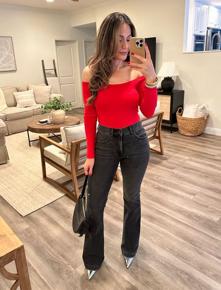 Valentine's Day Outfit
Wearing a small in bodysuit and size 4 in flare jeans 
I’m 5’4” for reference 


#LTKSpringSale #LTKU #LTKstyletip