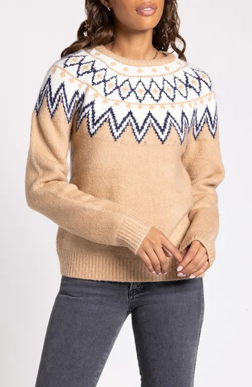 Thread & Supply Claire Fair Isle Crewneck Sweater in Oat at Nordstrom, Size Medium | Nordstrom