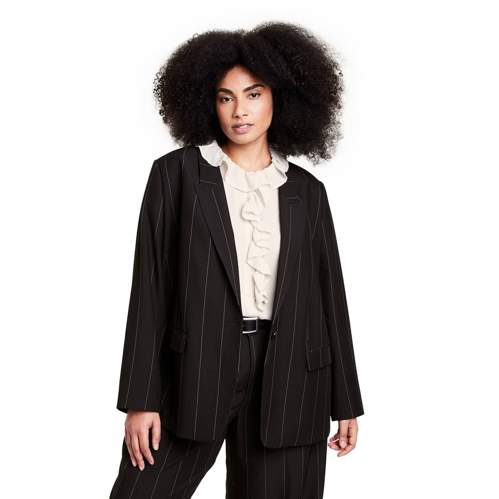 Women's Plus Size Pinstripe Classic Blazer - Nili Lotan x Target Black 3X | Target