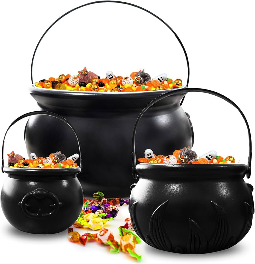 3 in 1 (12.6",9.8",7.6") Halloween Large Plastic Witch Cauldron Kettle | Amazon (US)
