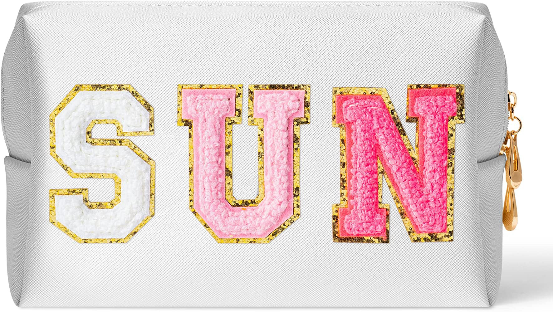 Preppy Patch Sun Toiletry Bag Sunscream PU Leather Makeup Bag, Amazon Prime Day, Amazon Fashion OOTD | Amazon (US)