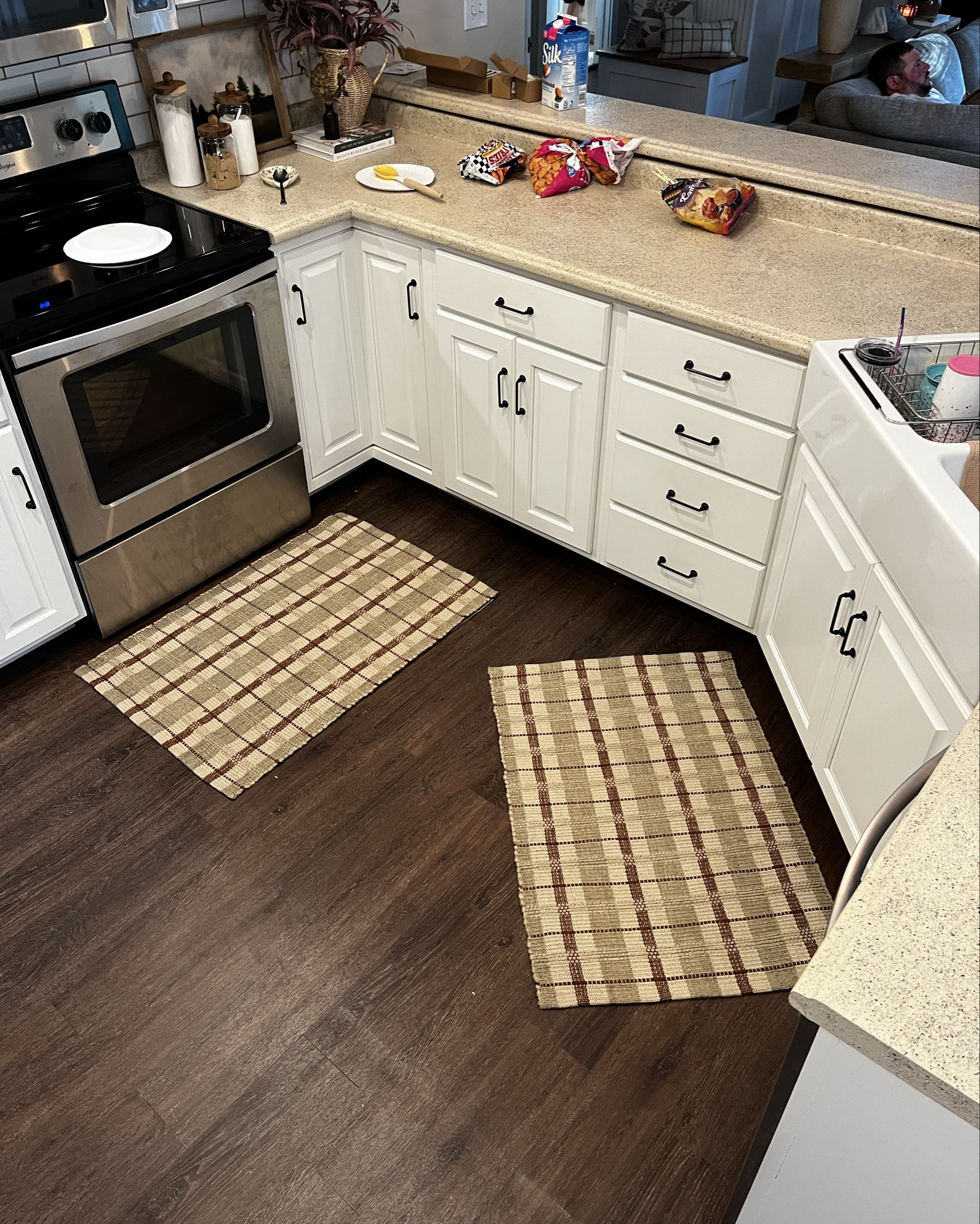 Here’s our kitchen IRL! Being used. Not dressed up. If you are going to spend some money on something seasonal to decorate for Fall, these rugs from Target are so good. I love them. Great colors, great quality, even greater price tag! 

#LTKHome #LTKFindsUnder50 #LTKSeasonal