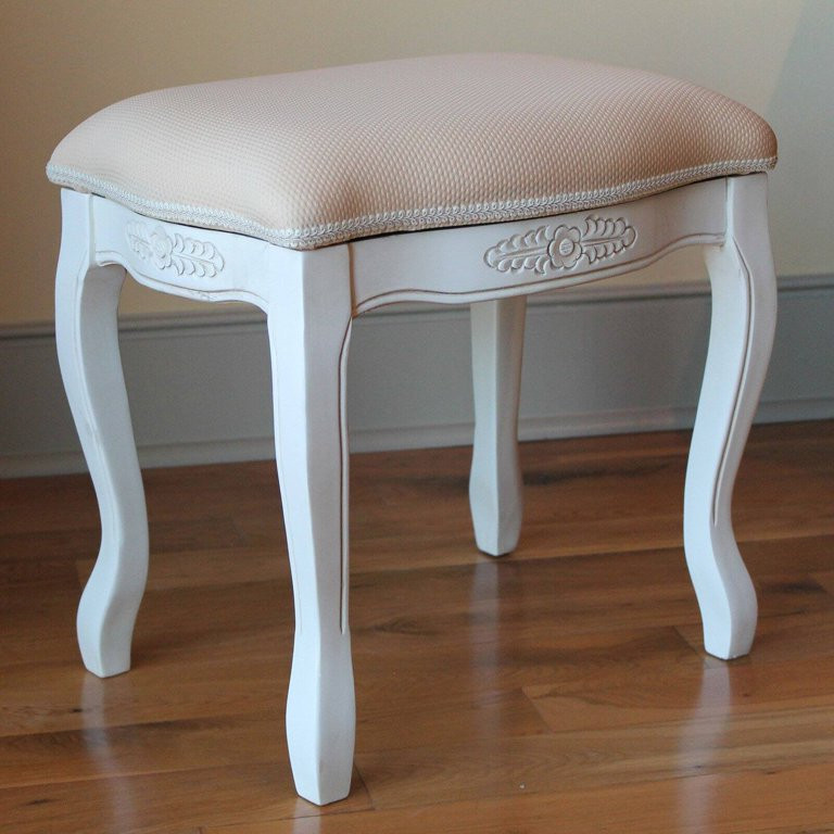 International Caravan Windsor Antique White Hand Carved Vanity Stool | Walmart (US)