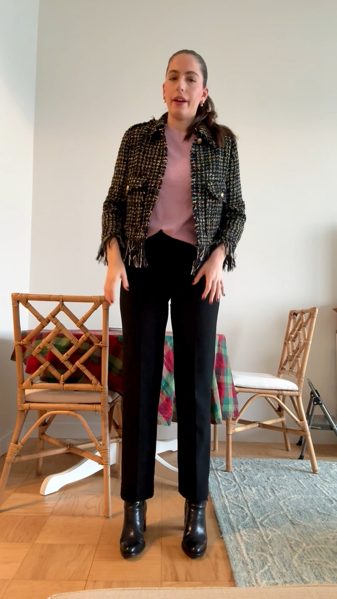 Office style, office outfit, business casual, business professional, workwear, lawyer, attorney, law firm style, courtroom attire, tweed blazer, black pants, comfortable work pants, black ankle boots, corporate style, winter corporate style 

#LTKWorkwear #LTKTall #LTKSeasonal