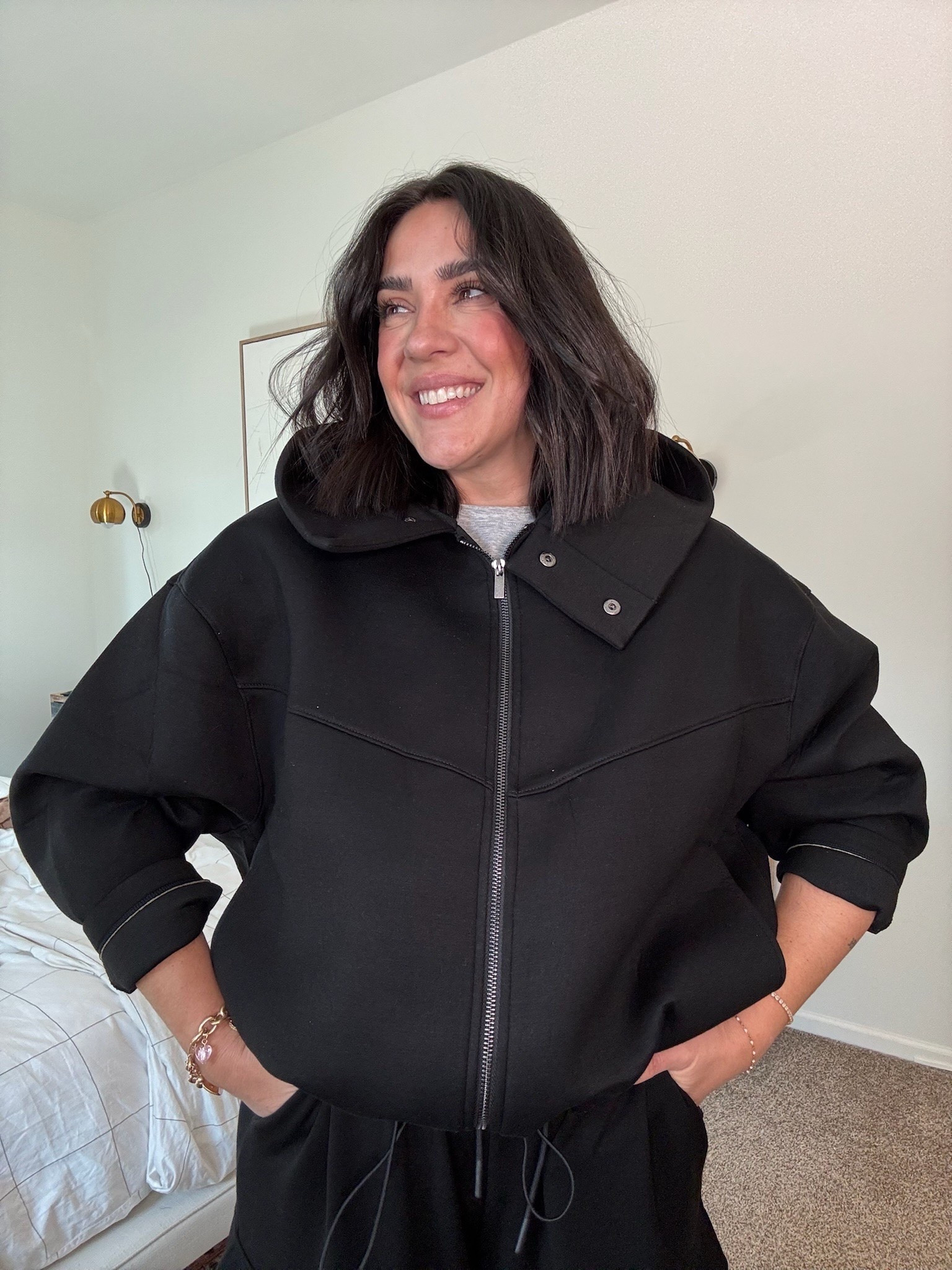 Oversized, boxy zip up from Walmart back in stock! Quality is insane, super similar to the higher end brand! I'm in size L.

Trendy mom, athletic style, winter outfit, gym outfit, elevated loungewear 

#LTKgrwm #LTKMidsize #LTKootd