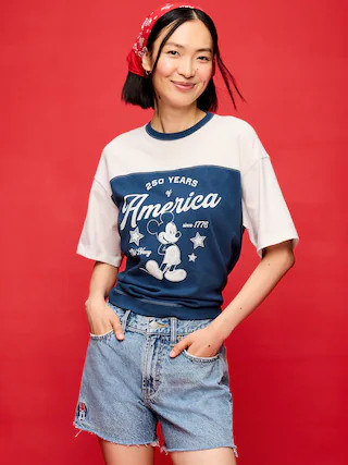 Old Navy x Disney Minnie Mouse High-Waisted OG Jean Cut-Off Shorts-- 4-inch inseam for Women | Old Navy (US)