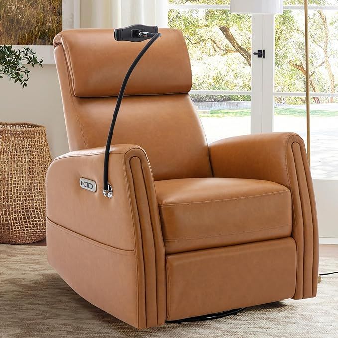 COLAMY 270° Power Swivel Glider Recliner Chair with Removable Mobile & iPad Holders, PU Leather ... | Amazon (US)