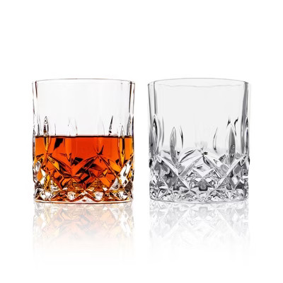 LEMONSODA Crystal Cut Double Rocks Old Fashioned Whiskey Glasses - 10oz (Set of 2) | Target