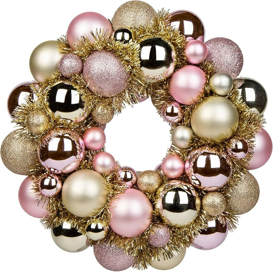 Christmas Ball Wreath 13" Xmas Wreaths Ornaments Glitter Thicken Shatterproof Garland Decoration ... | Amazon (US)