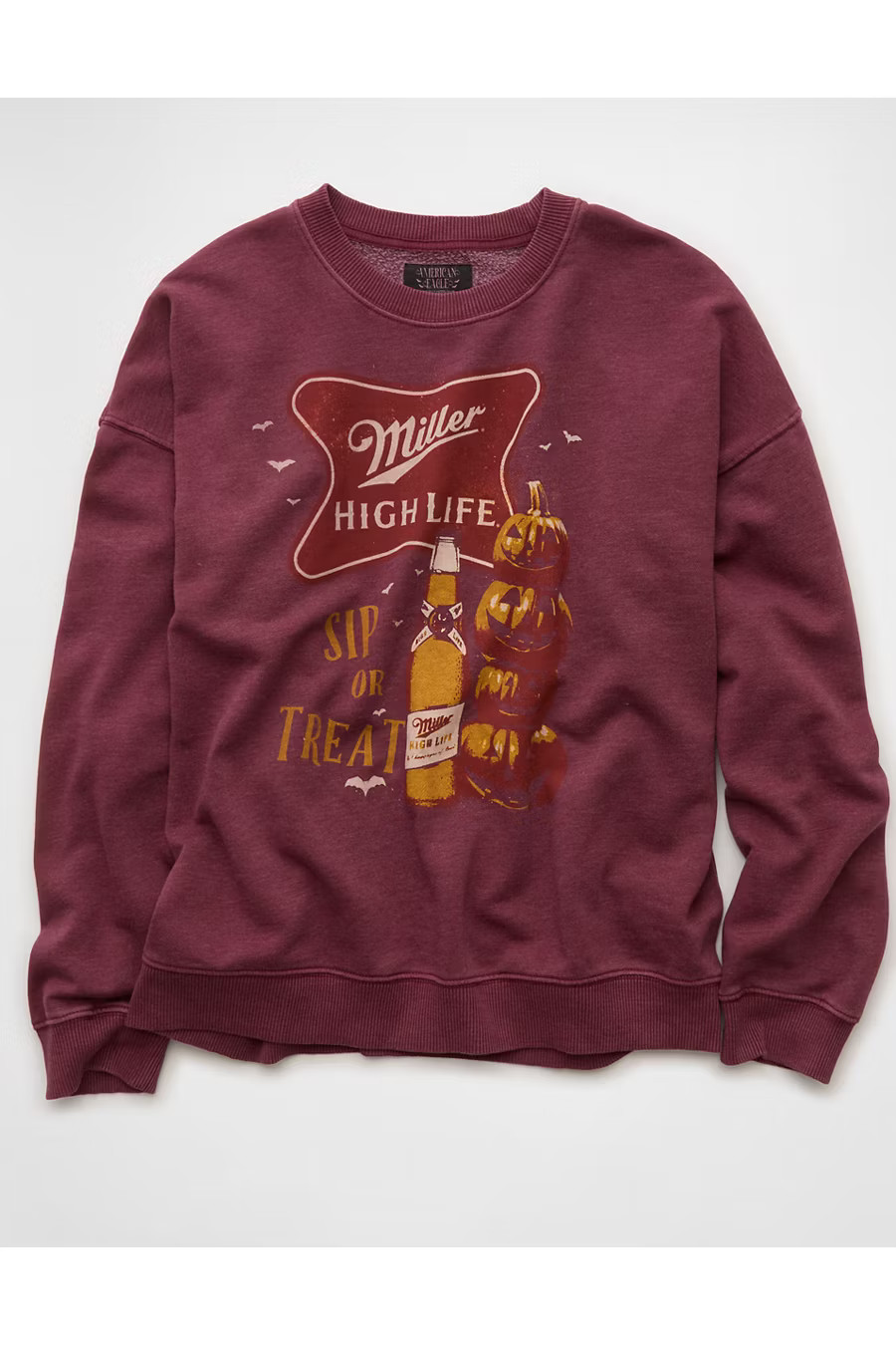 AE Halloween Graphic Sweatshirt Women's Wineberry S | American Eagle Outfitters (US & CA)
